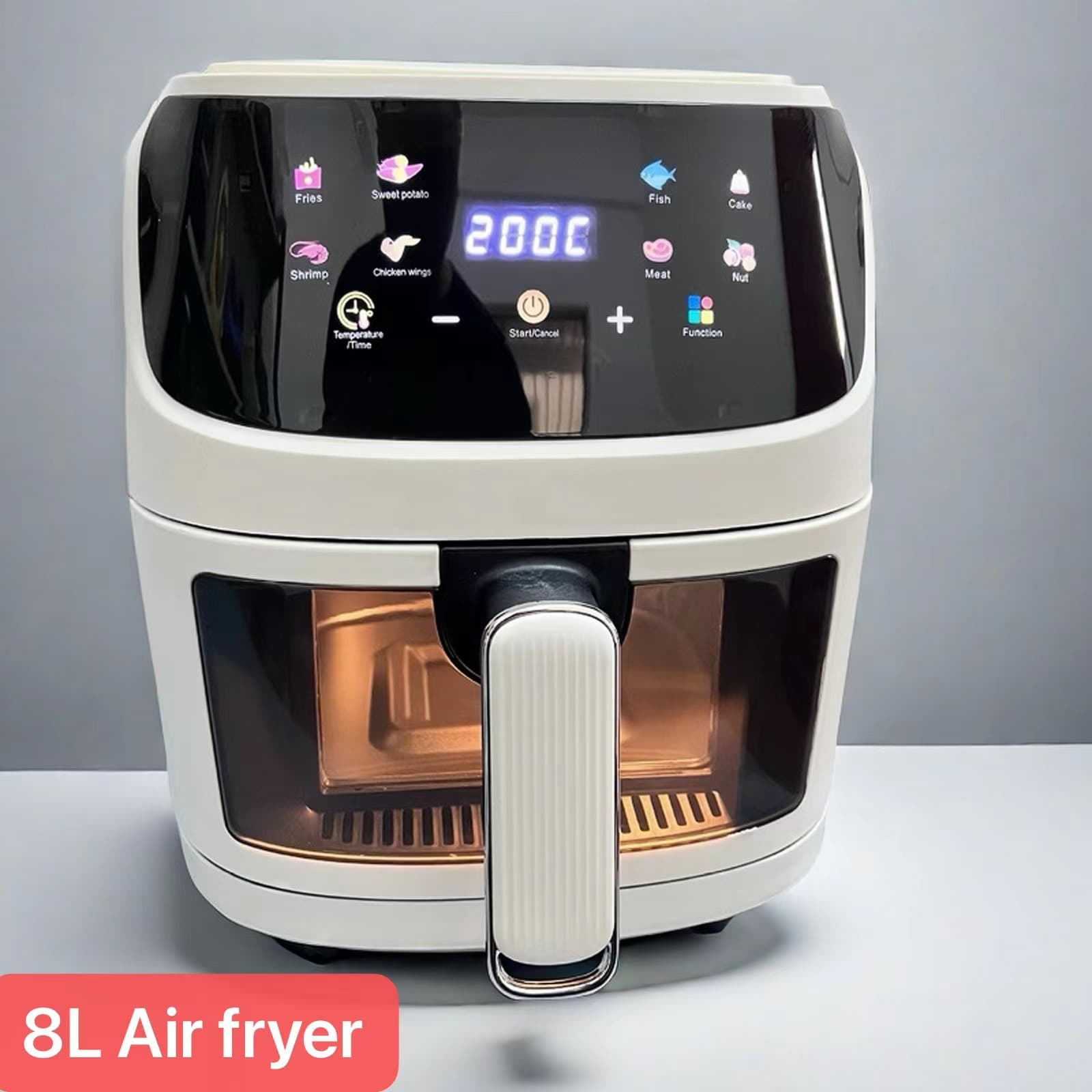 8LAirfryer Large Capacity Smart Visual Multi-function Touch Screen Oven Air Fryer Electric Fryer French Fry Machine