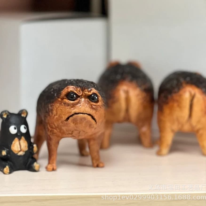 Cute Black African Rain Frog Figurine Home Decor Ornament Gift Resin Crafts Office Culture