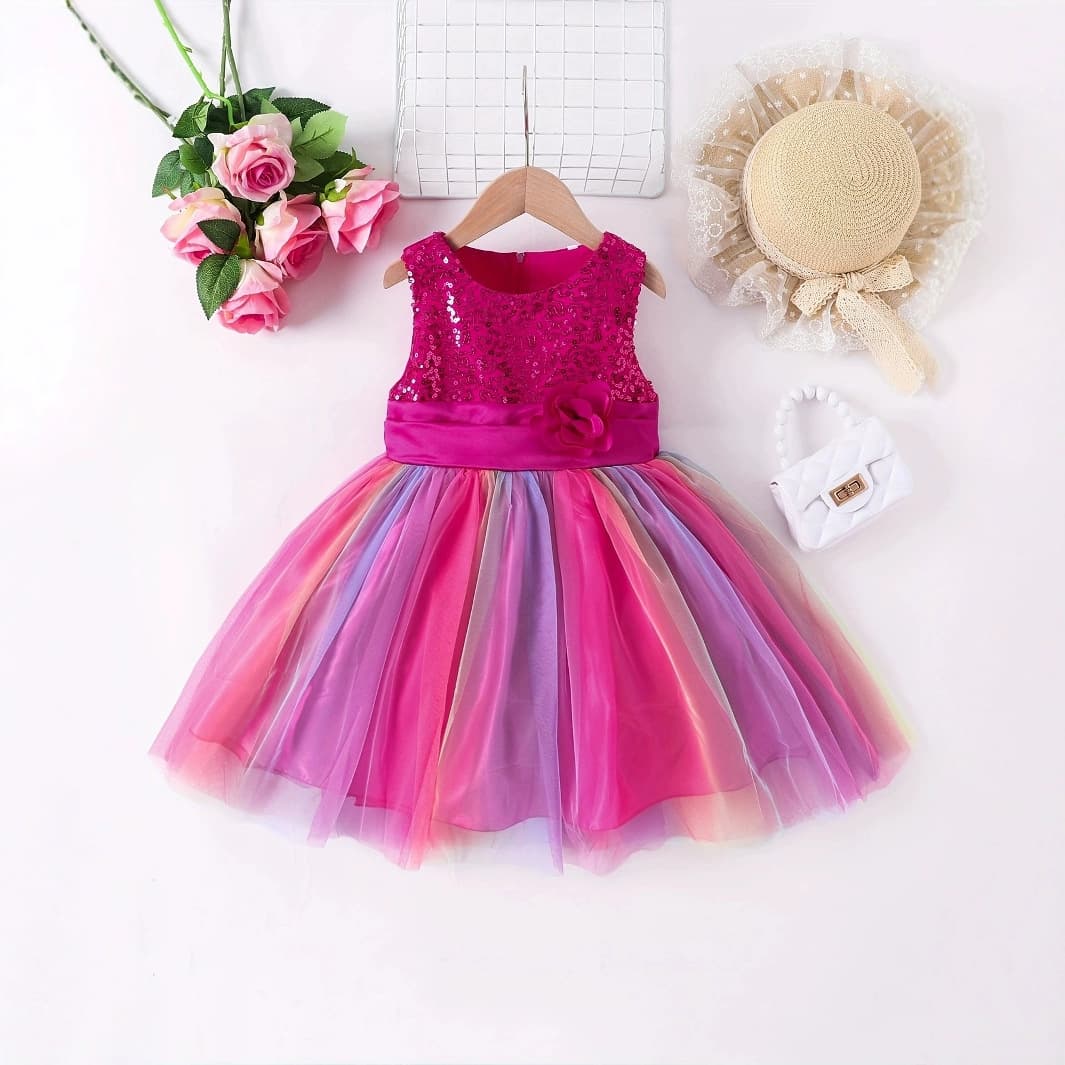 New Amazon Girls Princess Dress Gown Performance Colorful Tulle Dress Kids Dress Wholesale