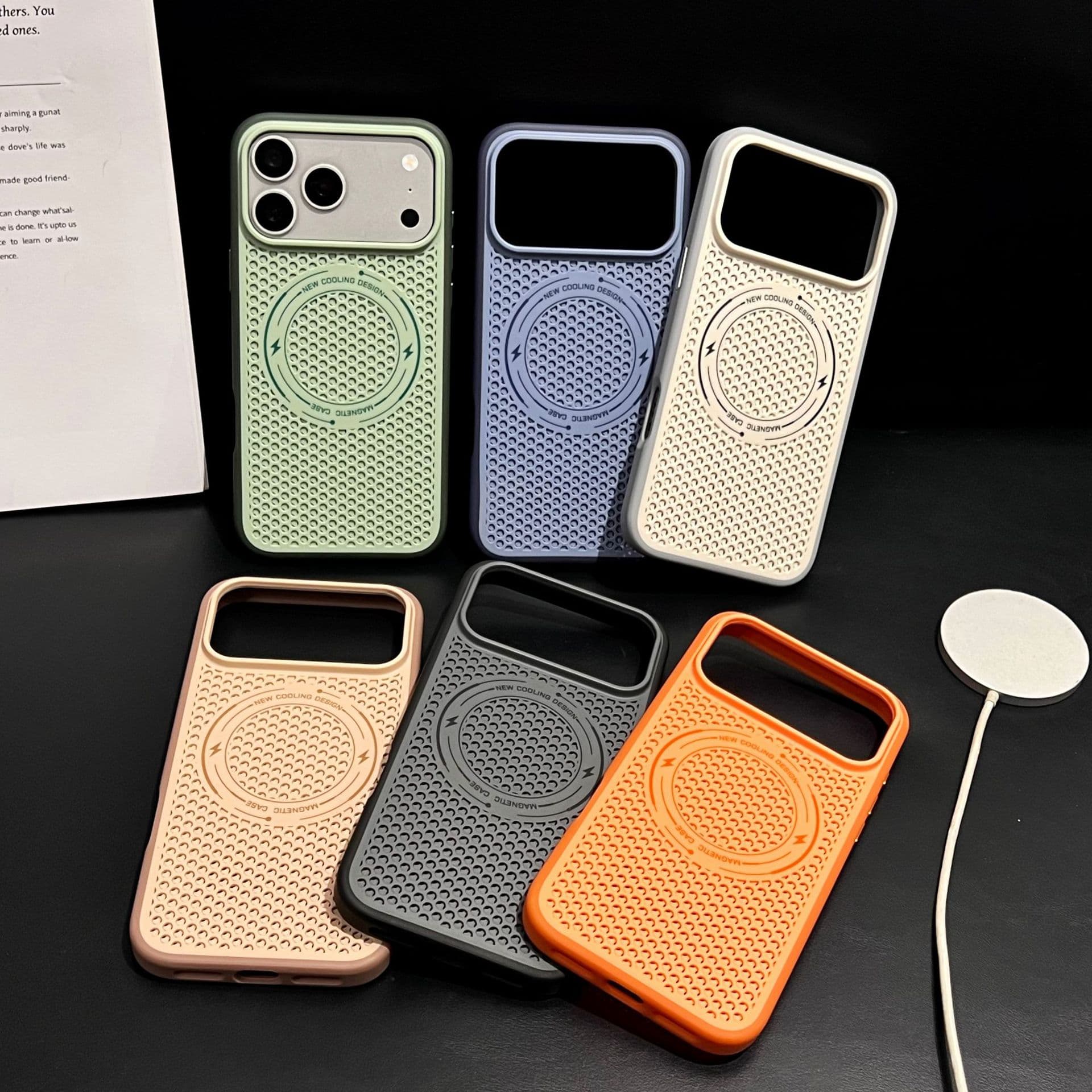 Suitable for Apple 17 Pro Max Phone Case, Honeycomb Cooling, iPhone16 Magnetic Suction, 15 Metal Button Protective Cover
