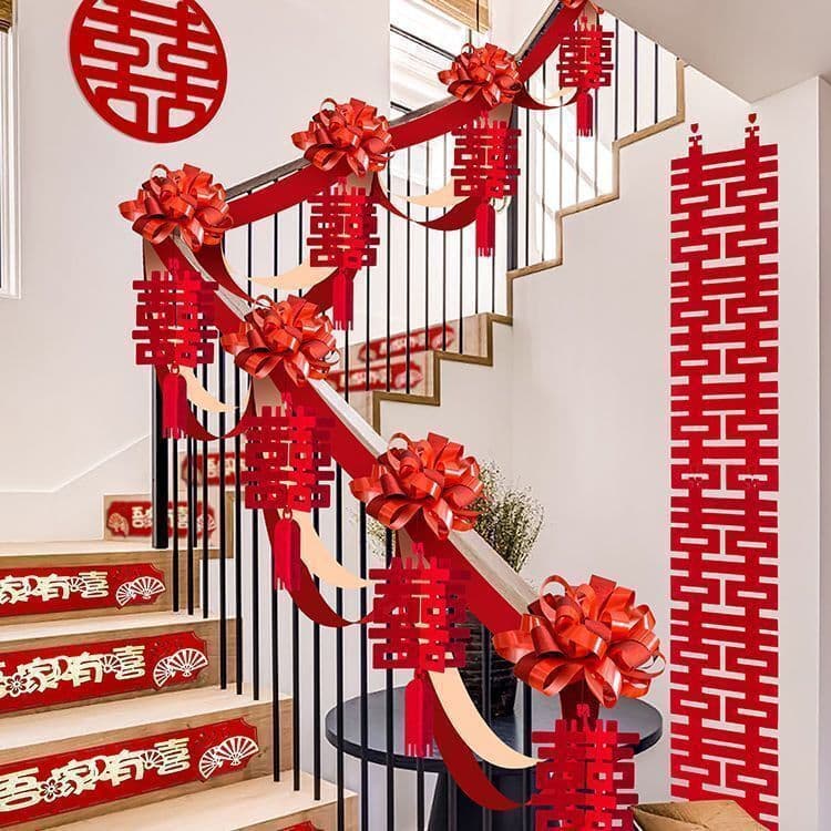 Wedding Stair Handrail Wedding Decoration Wedding Room Arrangement Latte Art Set Balloon Railing Guardrail Wedding Supplies