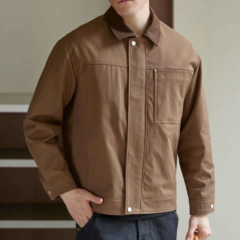 2025 Spring and Autumn New Men's Business Casual Retro Workwear Spliced Lapel Jacket Executive Style Versatile Jacket