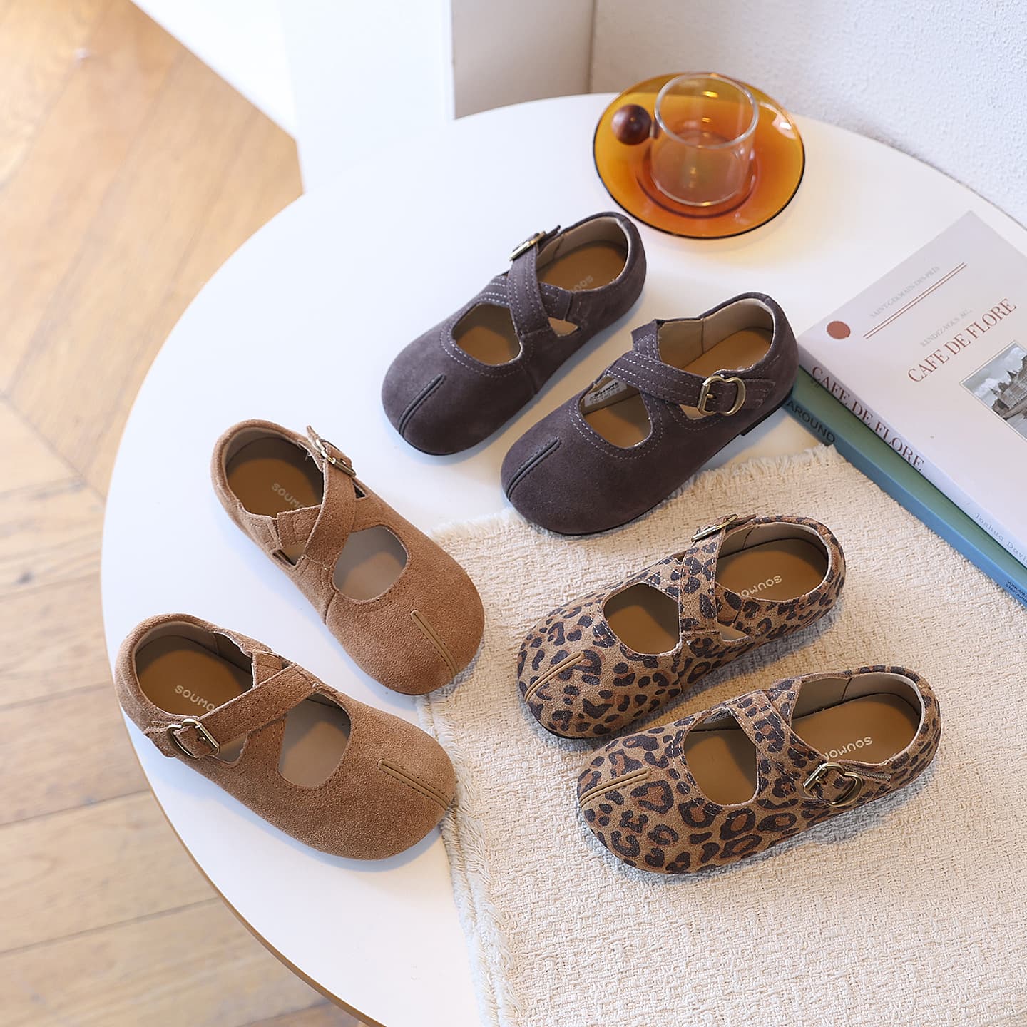 Children's Leather Shoes Girls Horse Hoof Split Toe Shoes Big Kids Soft Sole Birkenstock Style Princess Shoes Low Cut Single Shoes Spring Style