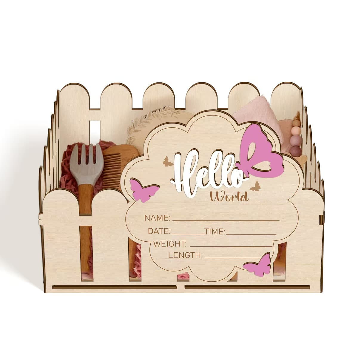 Laser-Engraved Hollow Wooden Storage Box Amazon Baby Room Decoration Cross-Border In-Stock Items