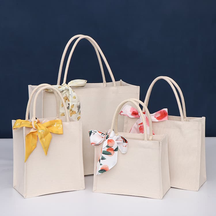 No-Brand Linen Cotton Bag Handheld Printed Logo DIY Bleached Linen Shopping Bag Eco-Friendly Plain Linen Tote Bag