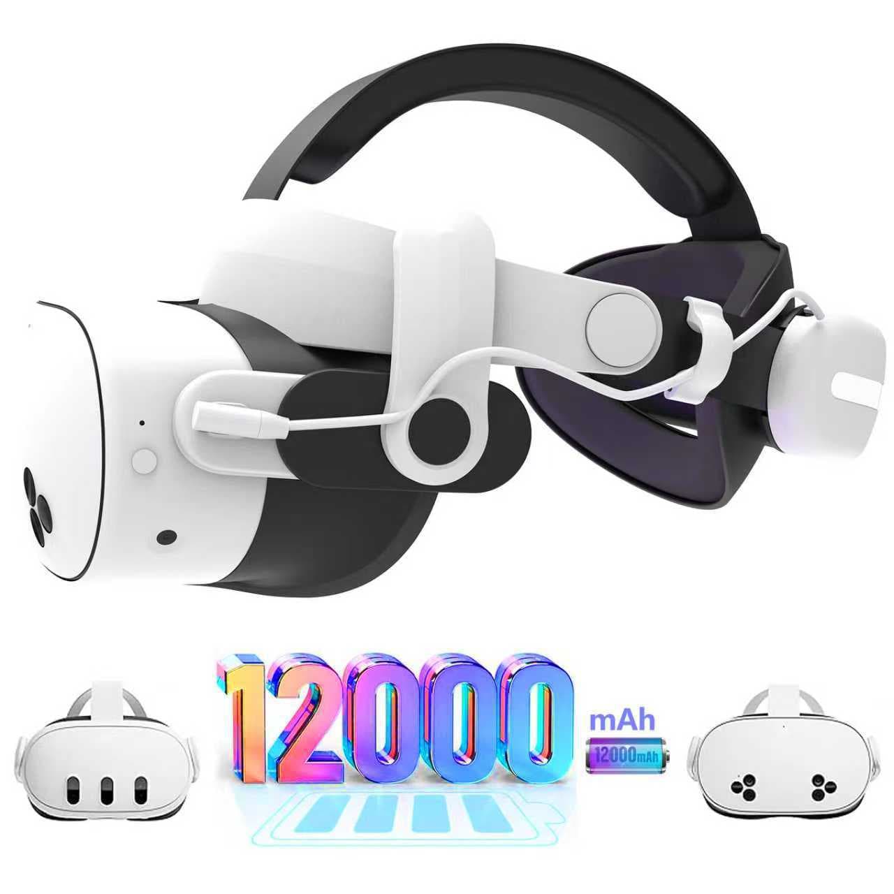 Meta Quest 3S Head Strap, Quest 3S Charging Head Strap VR Accessory, 12000mAh, Quest 3S Accessories