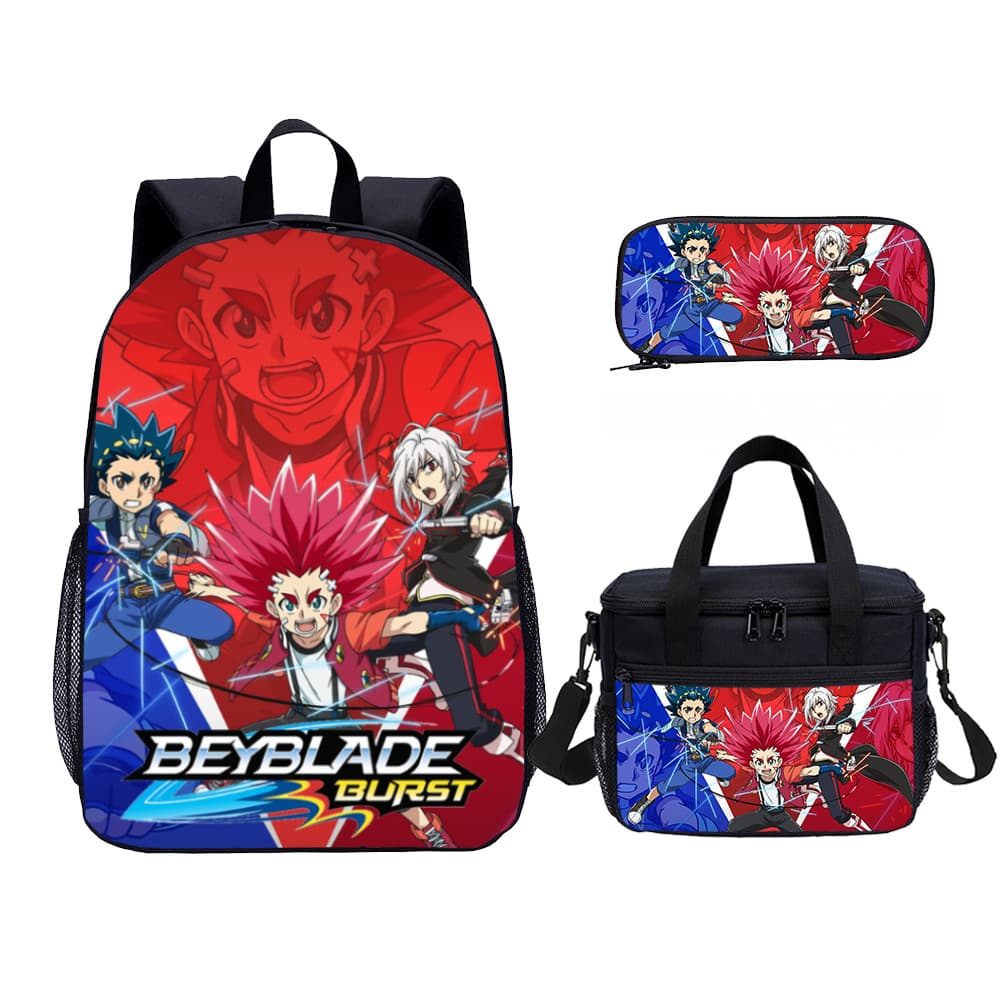Beyblade Backpack Lunch Bag Pencil Case 3-Piece Set Student School Bag Backpack Set Wholesale