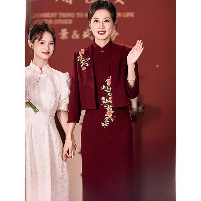 Xuexi Xi's mother-in-law and mother-in-law's wedding banquet dress: high-end, light luxury, elegant and sophisticated dress, dignified and graceful spring and autumn suit.