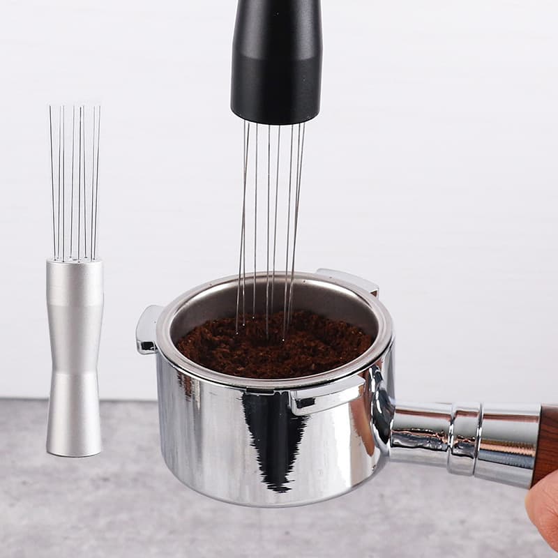 Factory wholesale coffee distribution tool with needles for breaking up clumps, espresso aid stirrer for even coffee grounds mixing