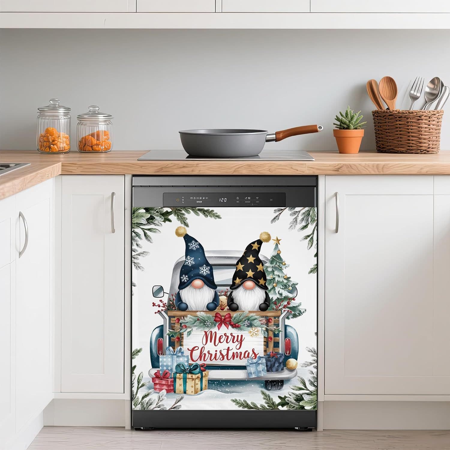 Cross-border hot selling new Christmas dishwasher magnetic suction cover, kitchen decoration interesting refrigerator magnetic suction cover refrigerator installation