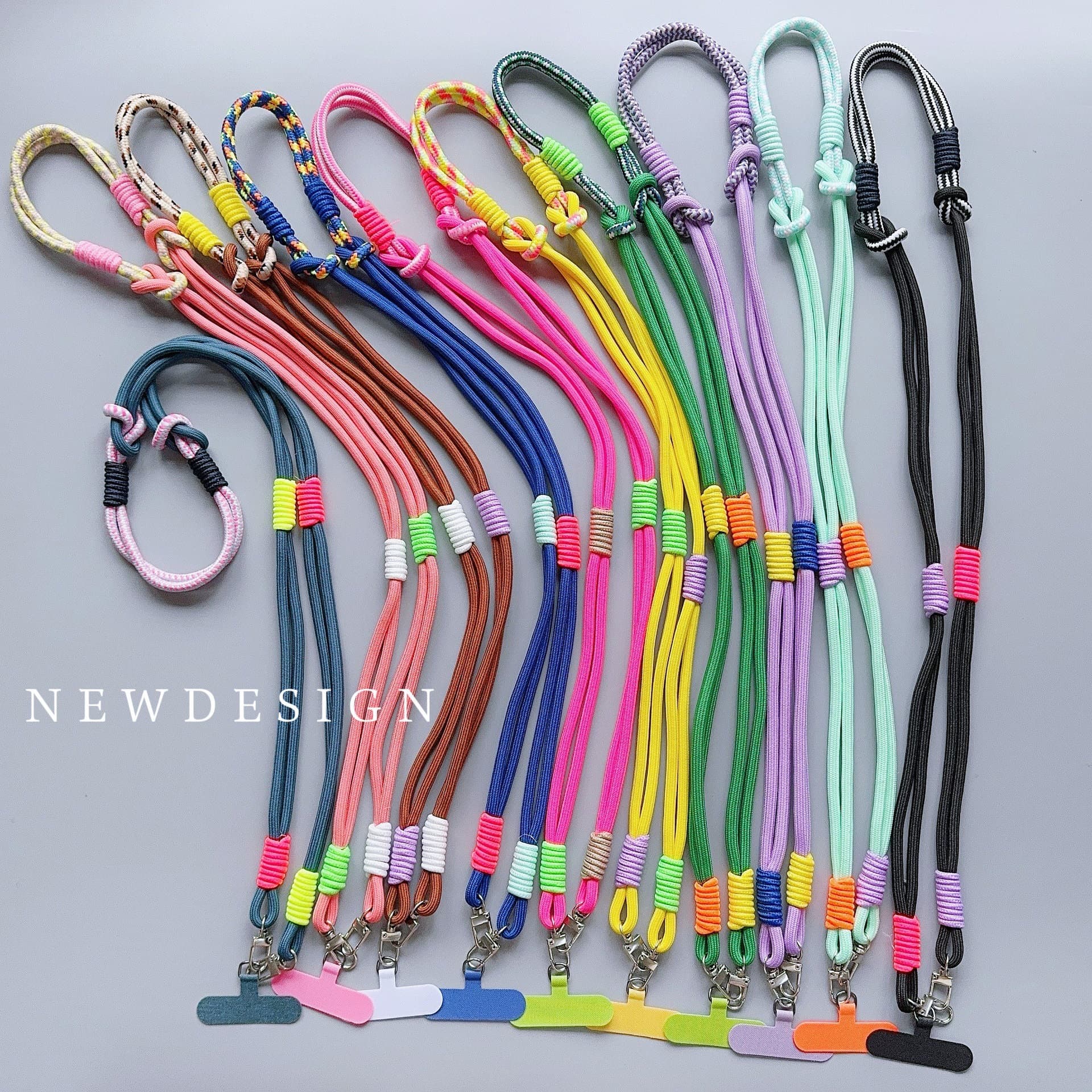 Suitable for colorful lanyards, Korean style ropes for girls, diagonal strap ropes, anti-lost, strong lanyards, keychains, mobile phone lanyards
