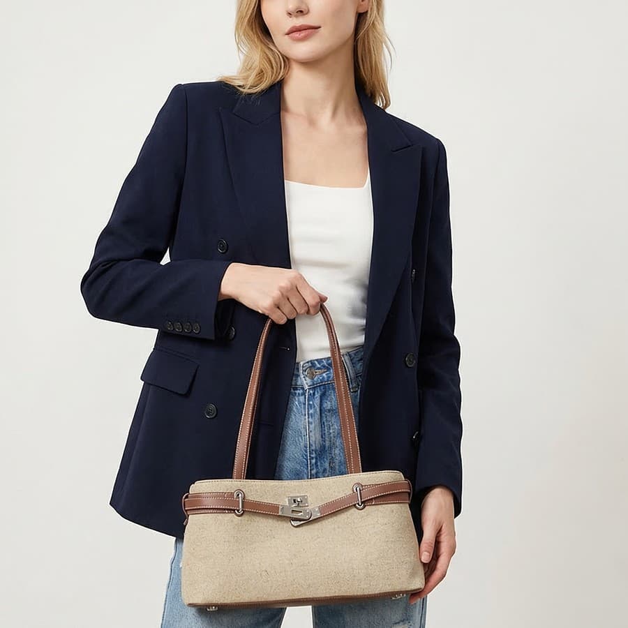 Korean Style Simple Casual Handbag for Women 2026 Spring and Summer New High-End Handbag for Work and Commuting Tote Bag