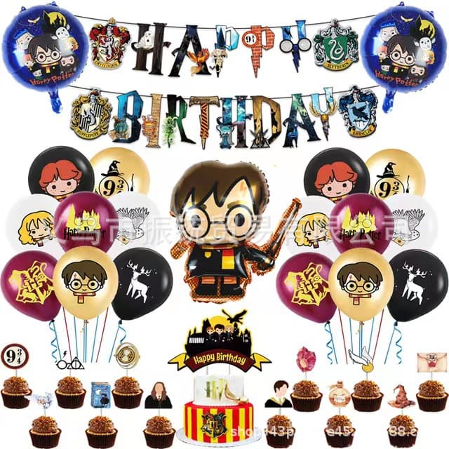 New Harry Potter Aluminum Foil Balloon Set Theme Birthday Baby Party Decoration Banner Cake Topper