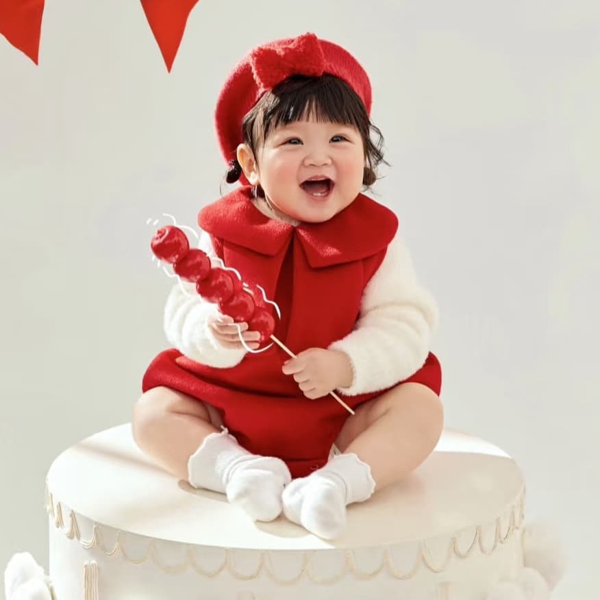Baby Autumn and Winter Girl Photo Studio Jumpsuit New Year Princess Robe Suit 100-Day-Old Baby Girl Photography Dress
