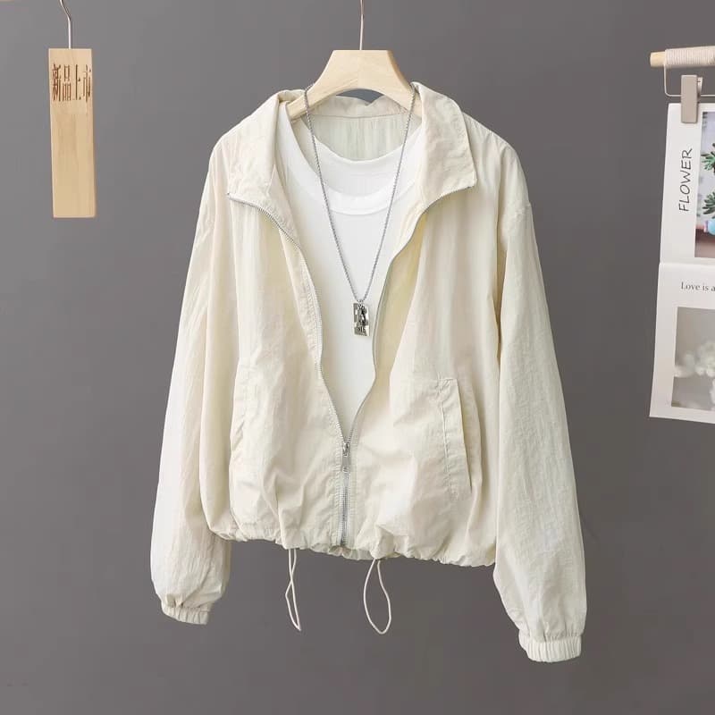 Short Sun Protection Jacket Women's 2026 Summer New Casual Lightweight Stand Collar Jacket