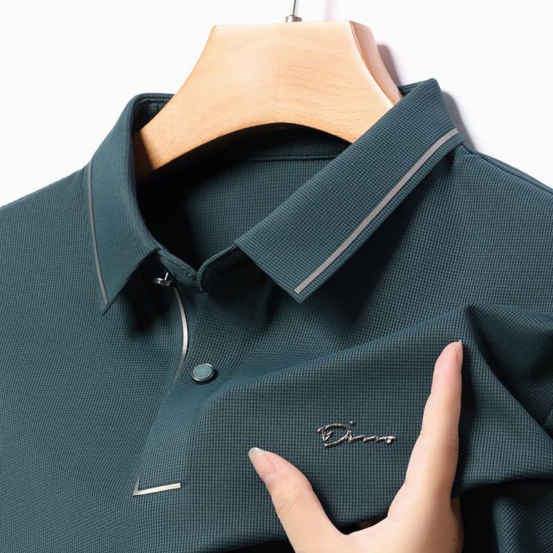 Cross-border E-commerce Mid-Age Men's Long-Sleeve Polo Shirt Spring/Autumn Business Casual Solid Color T-Shirt Inner Layering Base Layer
