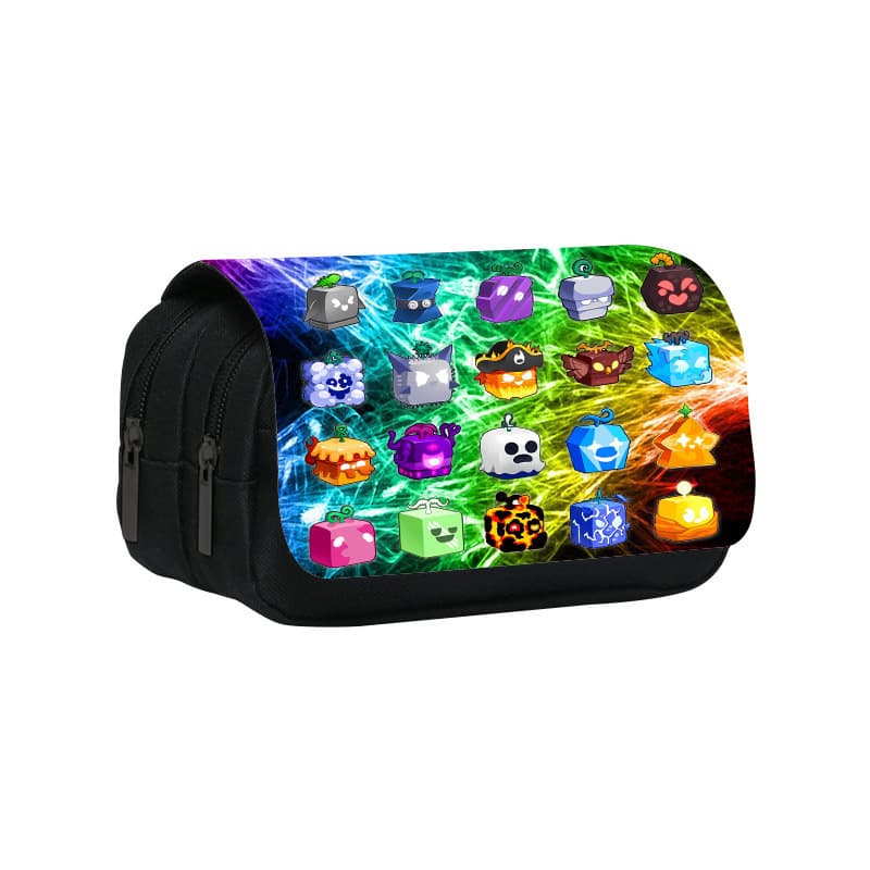 ROBLOX game blox fruits printed double-layer pencil bag devil fruit primary and secondary school student pencil stationery bag