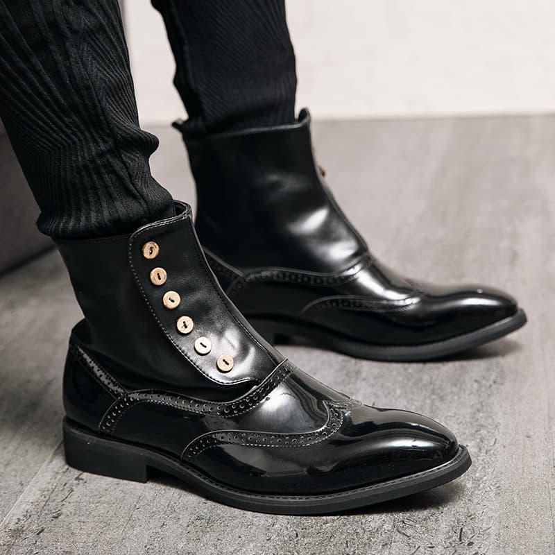 Cross-Border Fall/Winter New Men's High-Top Leather Shoes British Trendy Casual Shoes Outdoor Extra Large Size Men's Boots