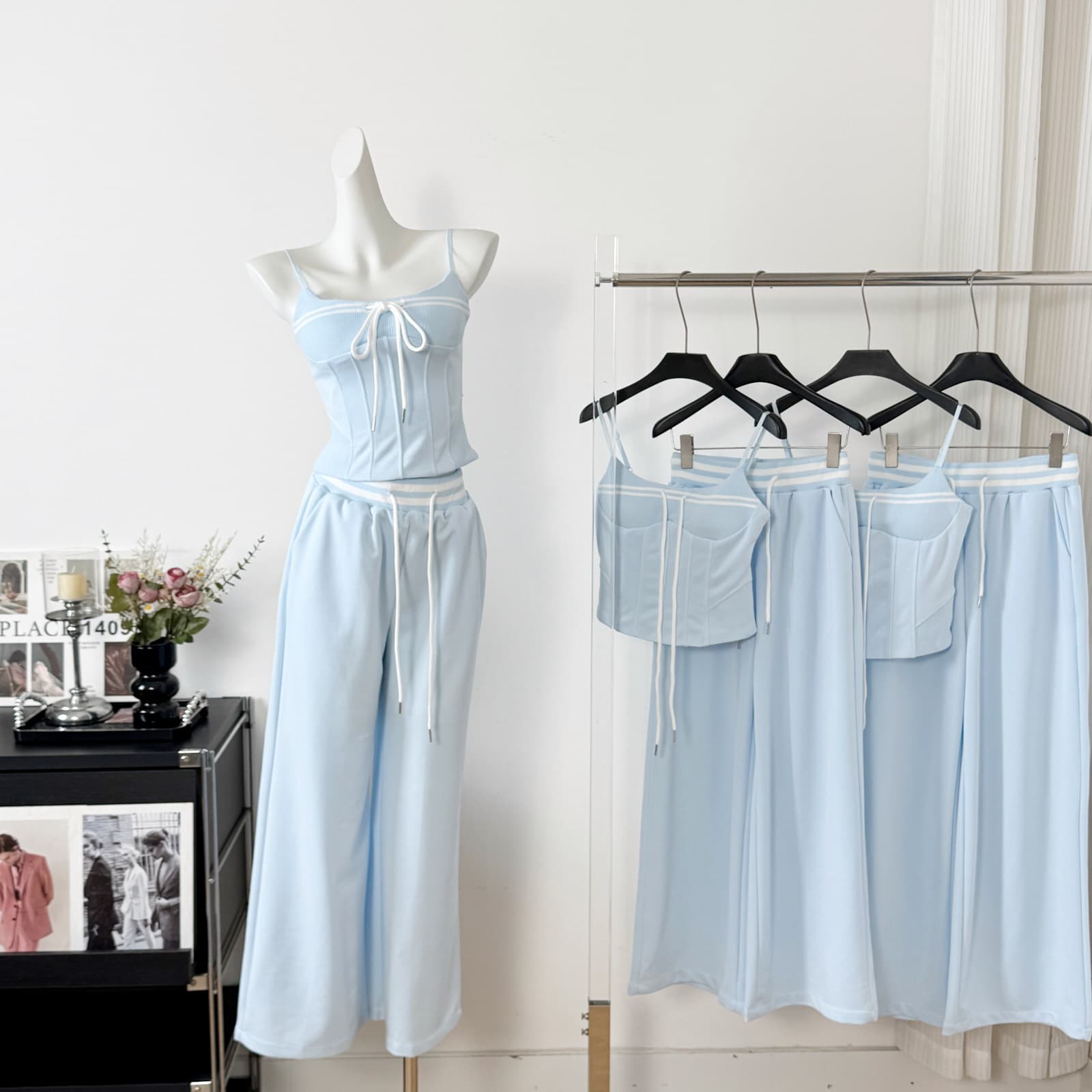 Dust Deng Deng Early Spring Knit Set Women 2026 New Strapless Camisole Top and Pants Two-Piece Set