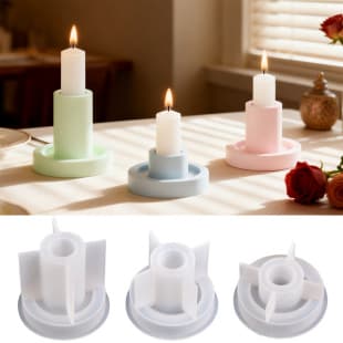 DIY Epoxy Cement Plaster Candle Holder Mold Round Candle Stand Base Ornament Silicone Mold