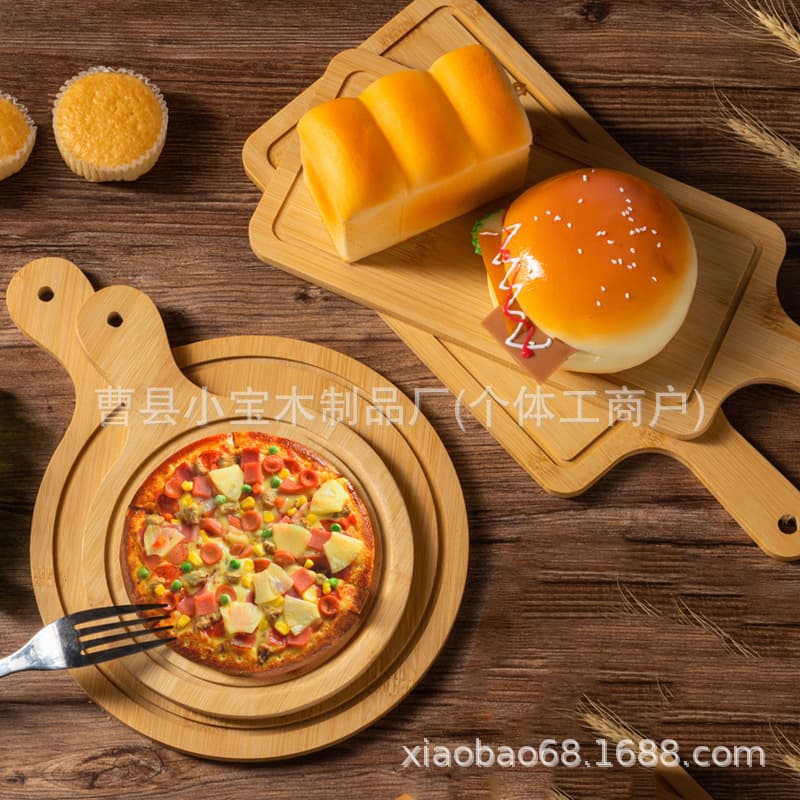 Bamboo wood pizza board tray Western steak tray bread dessert wooden tray household multi-standard meal tray