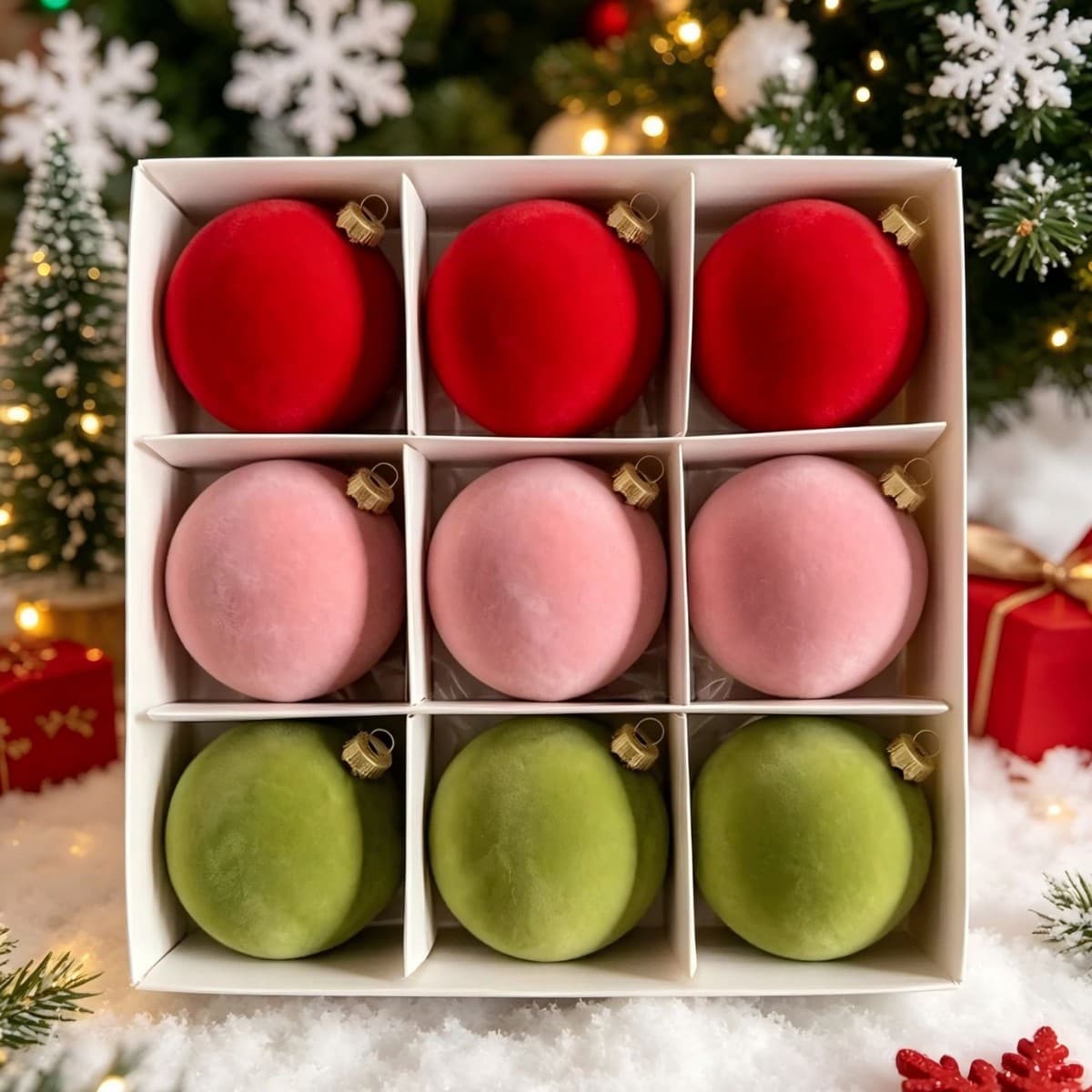 Best-selling Flocked Christmas Balls Multi-size Christmas Tree Ornaments Luxury Accessories Wine Red Velvet Christmas Holiday Decorations