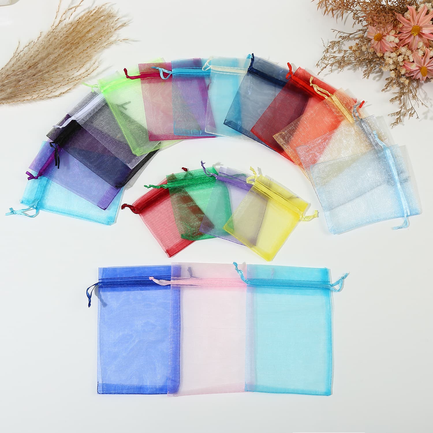 Stock Organza Drawstring Pouch Candy Dried Flower Skincare Storage Mesh Bag