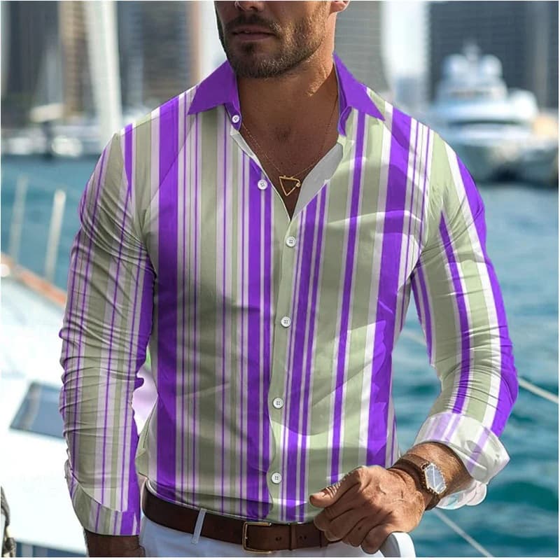 2025 Spring/Summer Fashion Casual Formal Men's Printed Shirt Turn-down Collar Long Sleeve Shirt Line Stock Mixed Styles