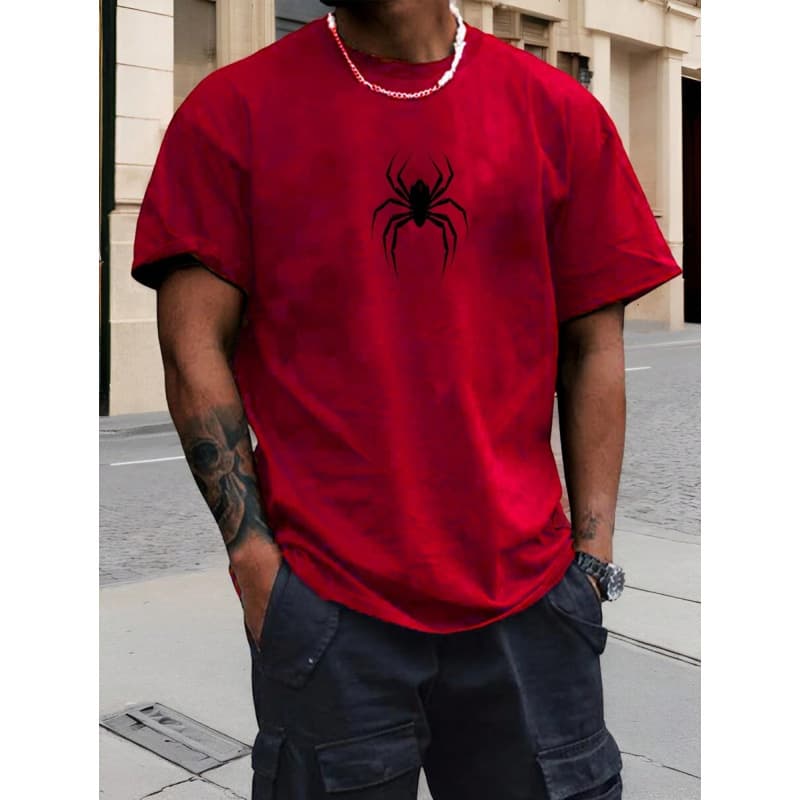 Cross-border Men's Cotton Printed T-Shirt, Cool Trendy Pattern, 2025 New Breathable Round Neck Top, Men's T-Shirt