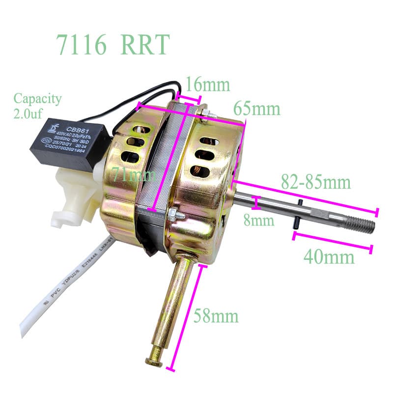 16-inch fan motor for floor fans with oscillation, table fan motor for maintenance markets in Indonesia, Africa, and Bangladesh.
