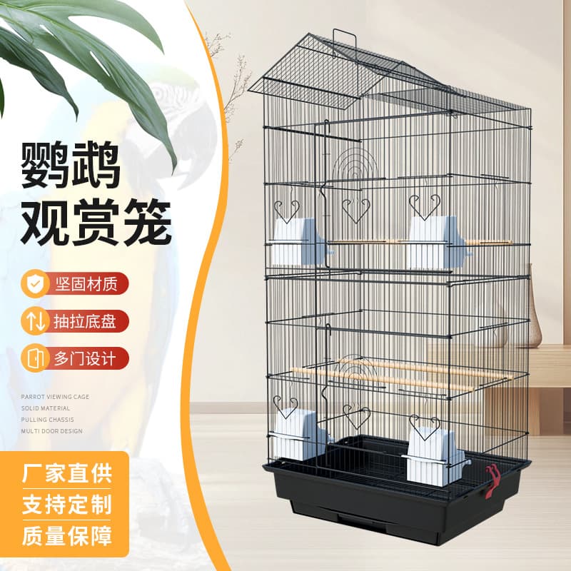 Double-layer Parrot Cage Metal Home Corrosion-resistant Bird Villa for Myna Cockatiel Budgie Large Spacious