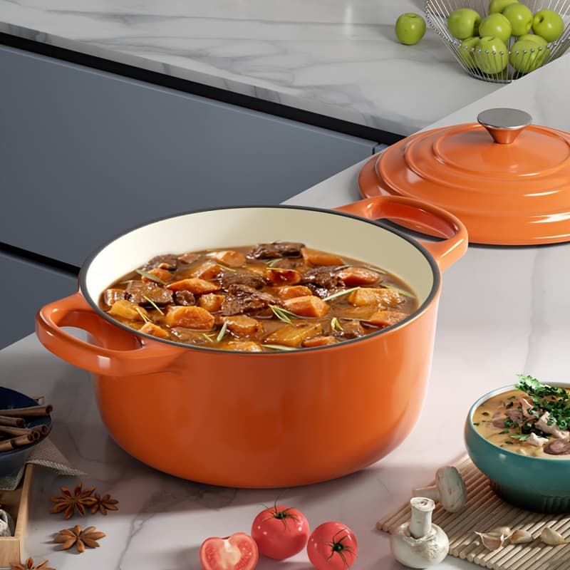 2026 New Cross-border Drop Shipping 4.5 Quart Enameled Cast Iron Dutch Oven with Lid