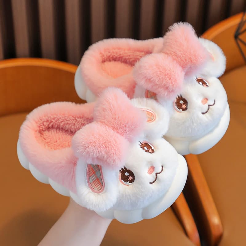 Winter 2025 Children's Cotton Shoes for Girls, Boys, and Girls - Cute Rabbit Design, Soft Sole, Warm, Non-Slip, Baby Furry Shoes