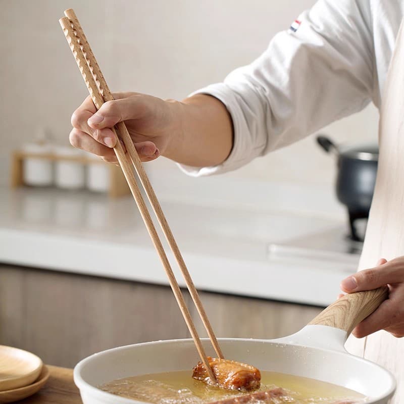 Long Chopsticks for Deep Frying, High Temperature Resistant, Extended Length, Household Hot Pot Chopsticks for Noodles and Fried Food, Long Wood