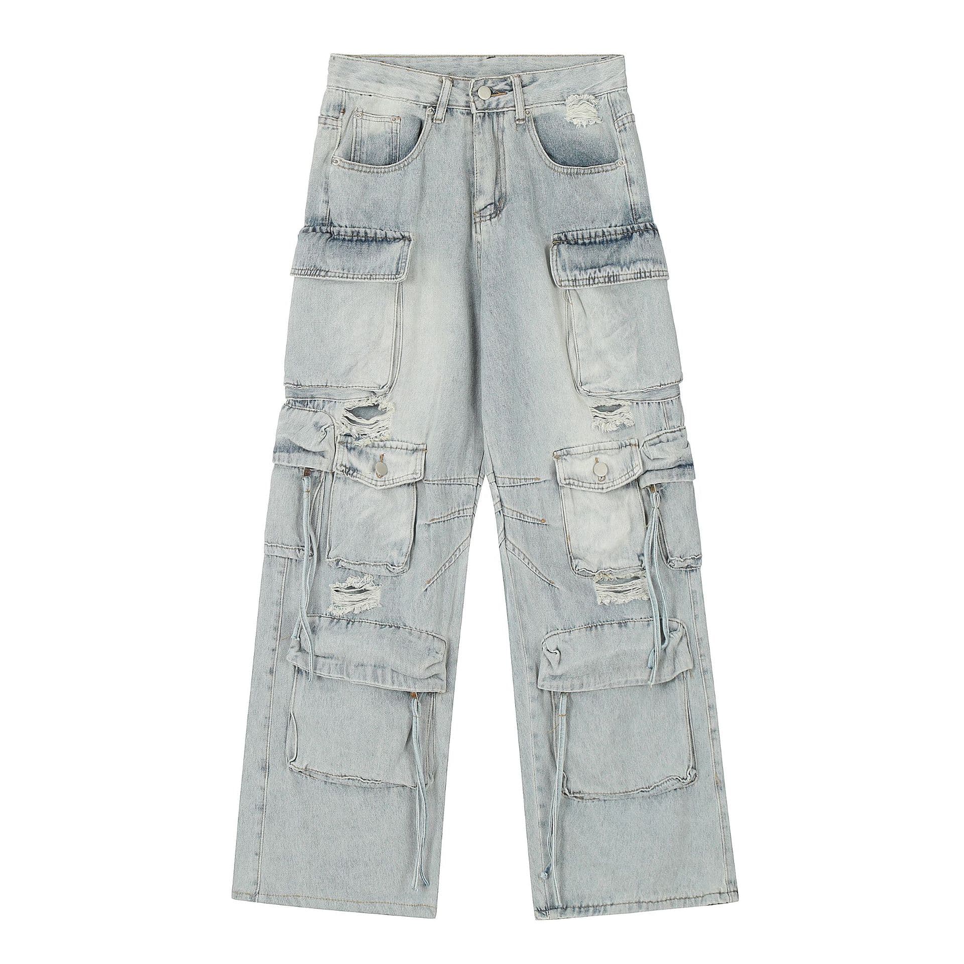 TikTok Hot Selling 2024 Punk Men's Jeans Cargo Pants Youth Fashion Straight Leg Men's Pants Wholesale Supply