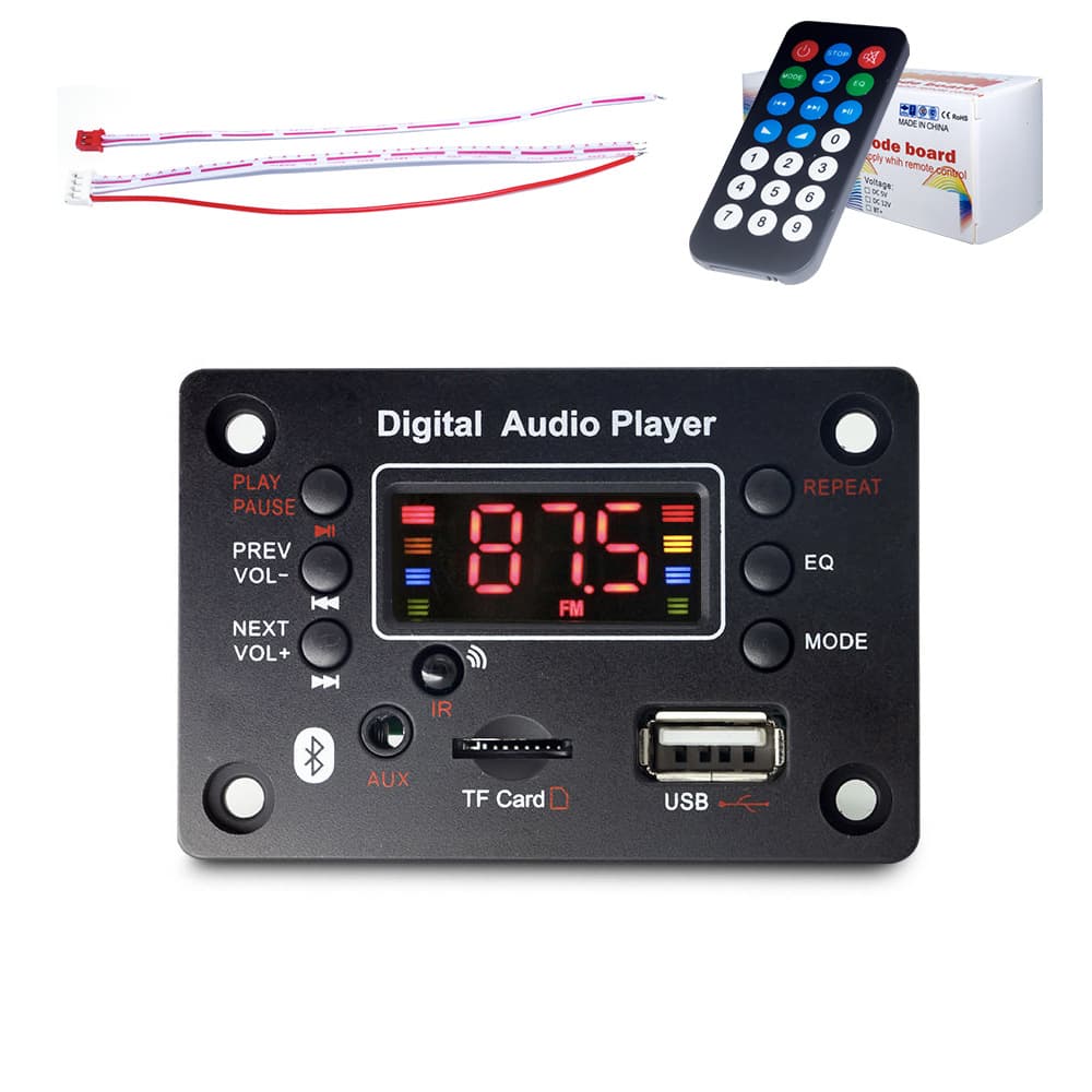 12V Square Bluetooth Decoder Board Module Amplifier Board MP3 Audio Decoding Car Speaker Main Board Accessories