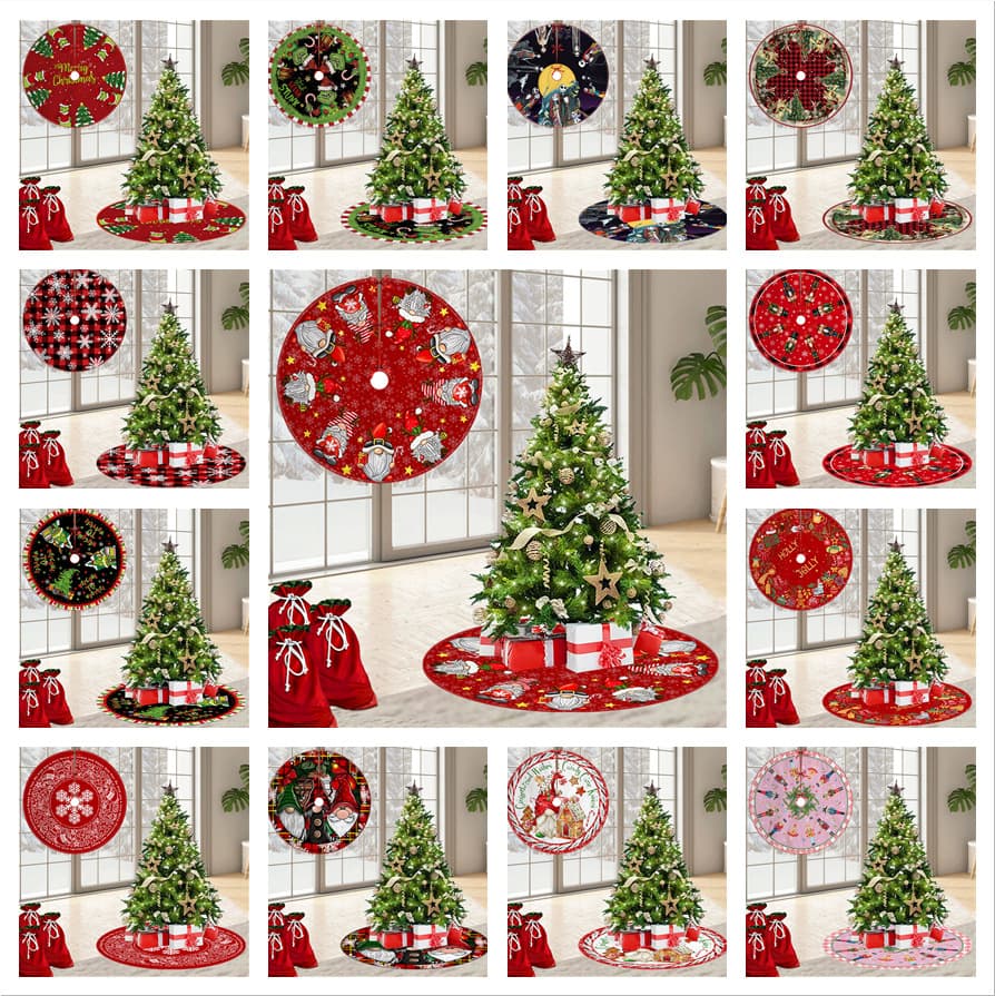 Christmas Tree Skirt Bottom Decoration with Snowflakes and Dwarfs Short Plush for Hotels and Malls