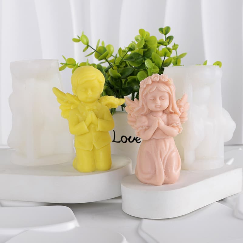 3D Boy Girl Angel Wings Plaster Silicone Mold Handmade Love Angel Baby Scented Candle Mold