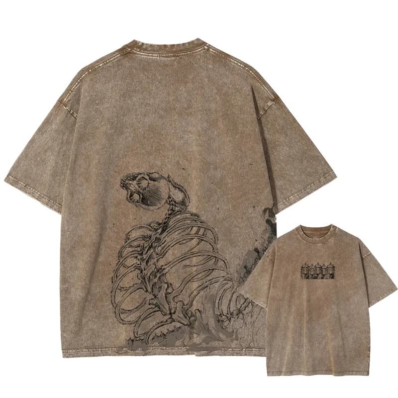 Ouma Cotton TMen Washed Anime Attack On Titan T-Shirt Hip Hop Stre