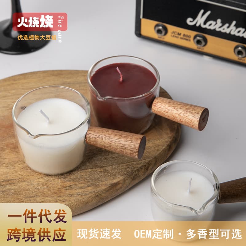 Essential Oil Low Temperature Candle Spa Body Essential Oil Wooden Handle Glass Coconut Oil Massage Wax Scented Candle