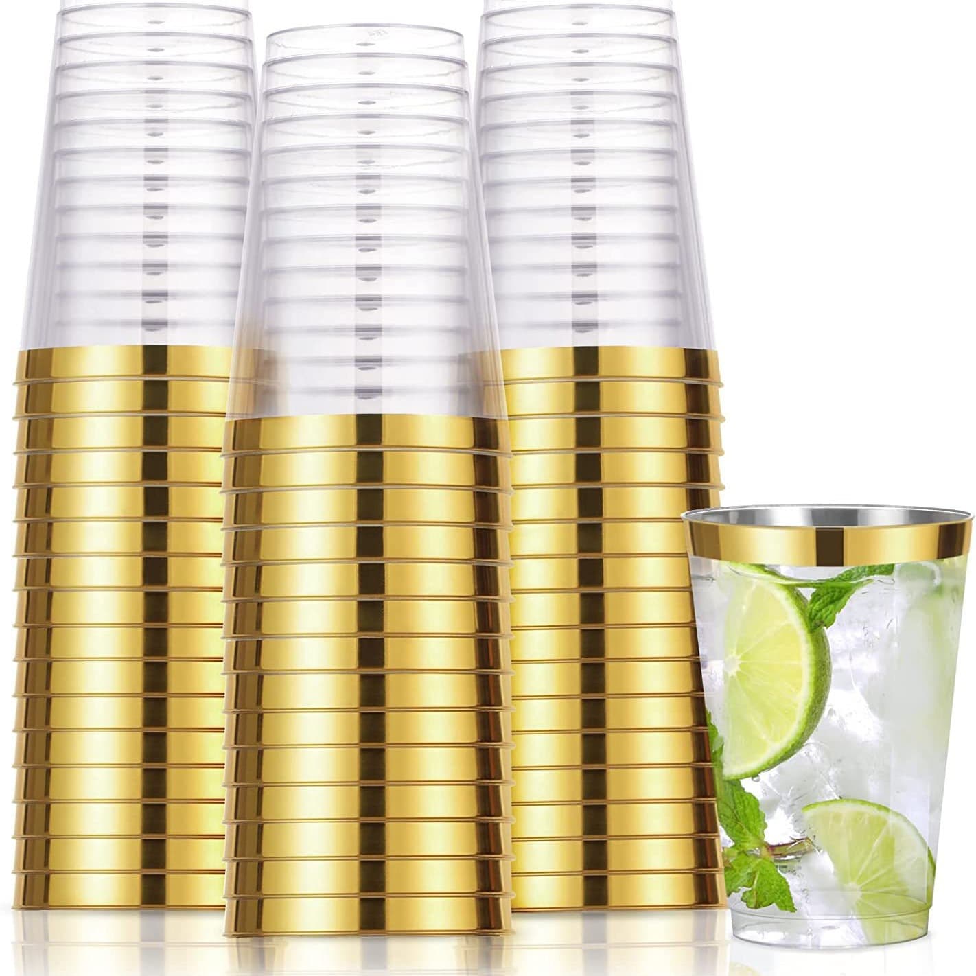 Cross-border supply 10oz gold edge plastic cup disposable champagne cup foreign wine cup western food cup cocktail dessert cup