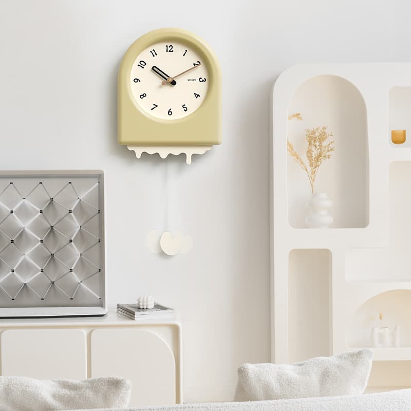Wozoom No Punching Modern Cream Style Wall Clock Simple Living Room Clock Restaurant Decoration Swing Clock