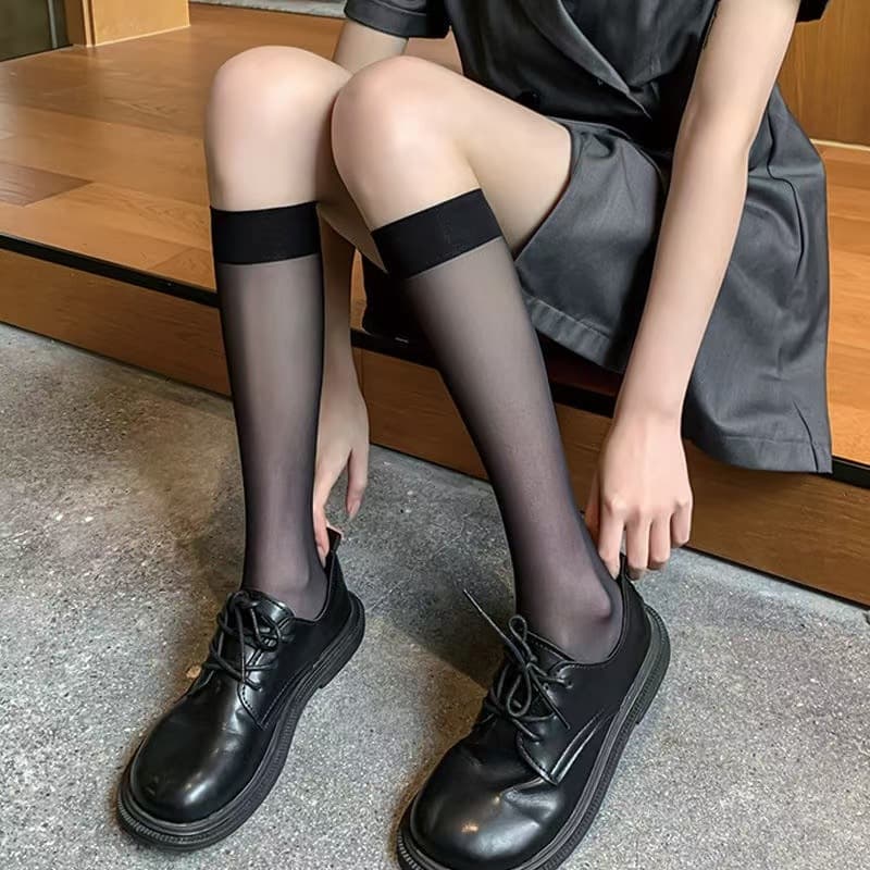 Mid-calf Silk Stockings, Short Socks, Calf Socks, Core-spun Half-length Sheer Socks, Women's Socks, JK Socks Wholesale