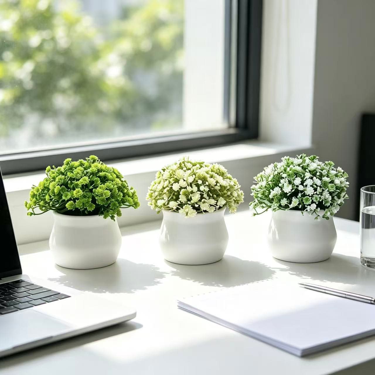 Fresh and healing simulated gypsophila small potted plants bedroom desktop atmosphere fake flowers versatile decoration simulated flower bonsai