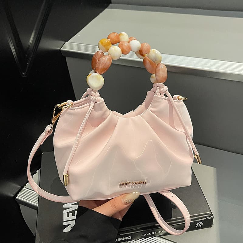 Amy Rabbit Women's Bag 2025 New Daily Casual Solid Color Niche Simple Handheld Beaded Bag Western Style Crossbody Bag