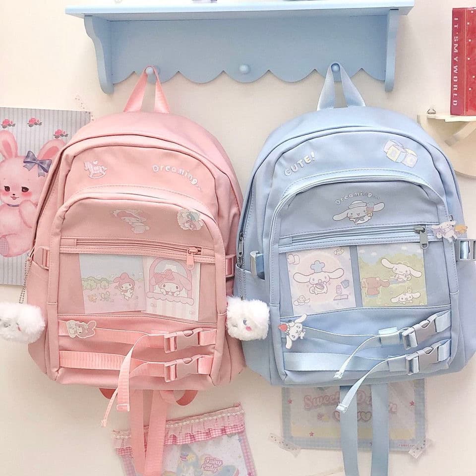 Original Japanese style soft girl campus girls middle and high school students large-capacity pain bag cinnamon dog school bag cute and versatile shoulders