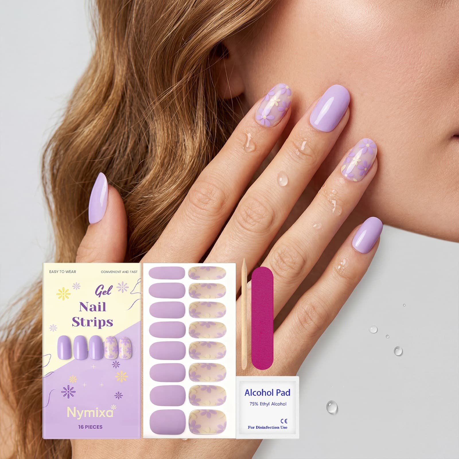 Nymixa Soft Gel Nail Wrap Kit Full Tool Set Durable 3D Glossy No-Filing Nails