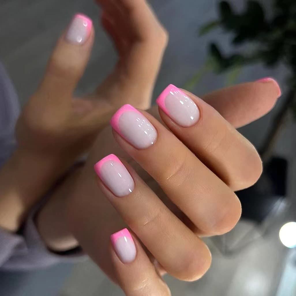 Wearable Nail Pieces New Simple Pink Short French Manicure Pieces Wholesale Nail Pieces Wearable Pink French Fake Nails