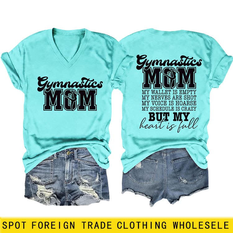 Gymnastics Mom My Amazon Wish Independent Site Fashionable and Unique Women's V-Neck Short-Sleeve T-Shirt Base Layer