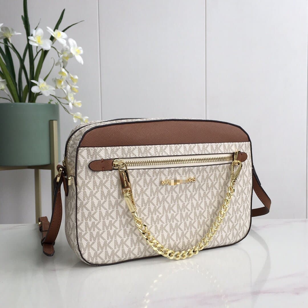 New M Brand K Women's Genuine Leather Camera Bag Carmen Monogram Mixed Leather Classic Versatile Casual Chain Crossbody Small Square Bag